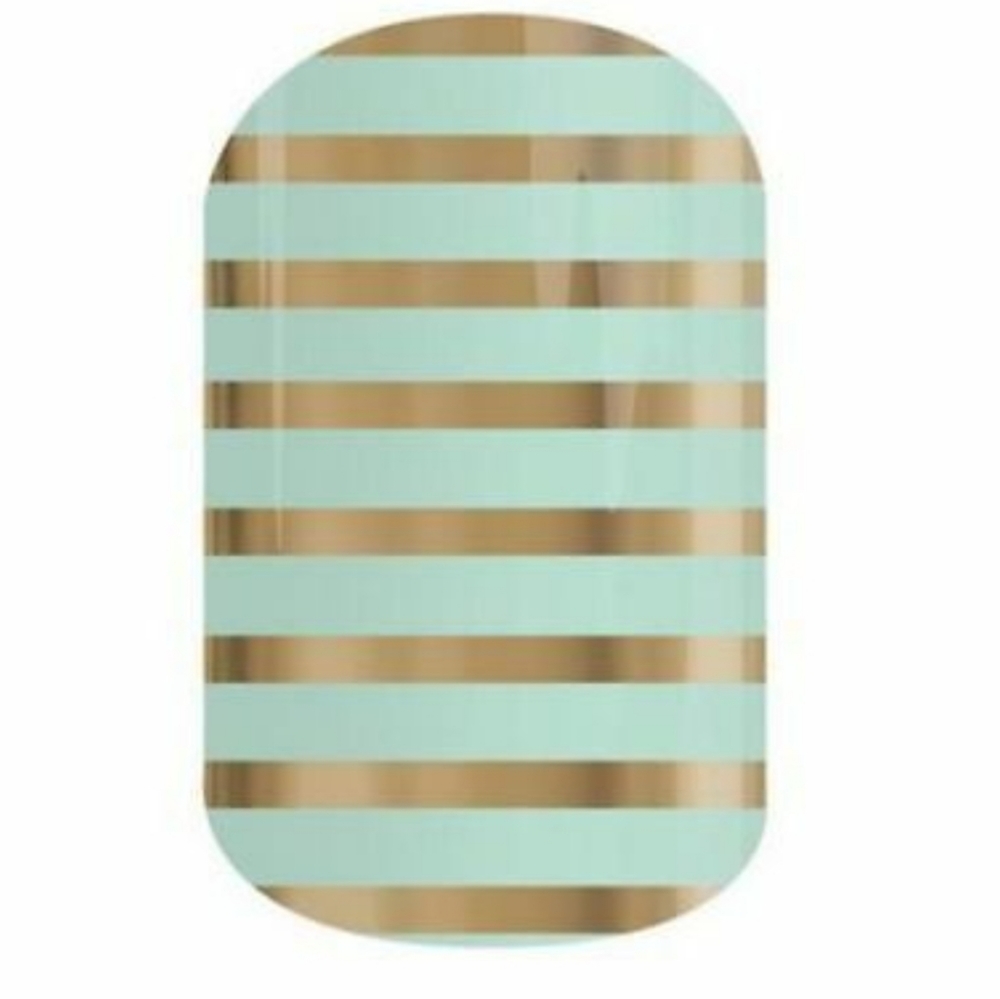 Jamberry Nail Wraps - Mint Green & Gold Stripe